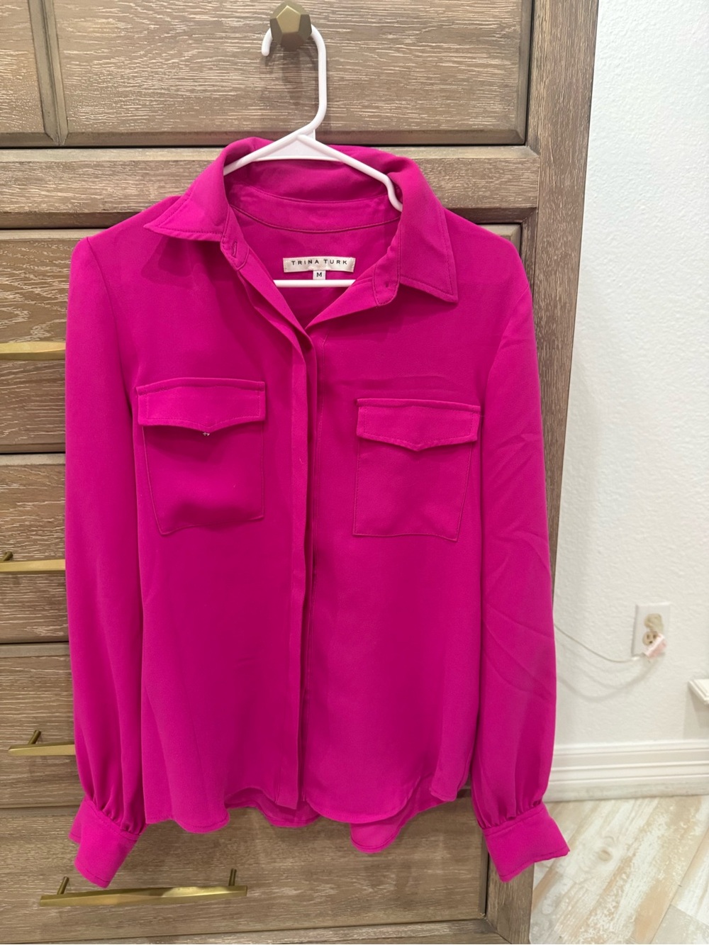 Trina Turk Hot Pink Button-Up Blouse size medium